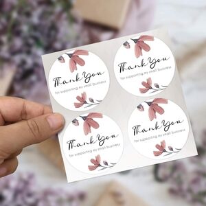 50 THANK YOU For Supporting My Small Business Stickers Peach Exotic Flower 2"